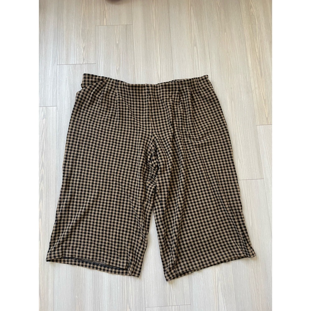 J. Jill Women's Brown Checkered Capris Size L Ponte Full Leg Cropped